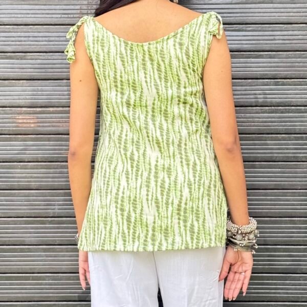 Tie-Dye Green Sleeveless Kurti - Image 5