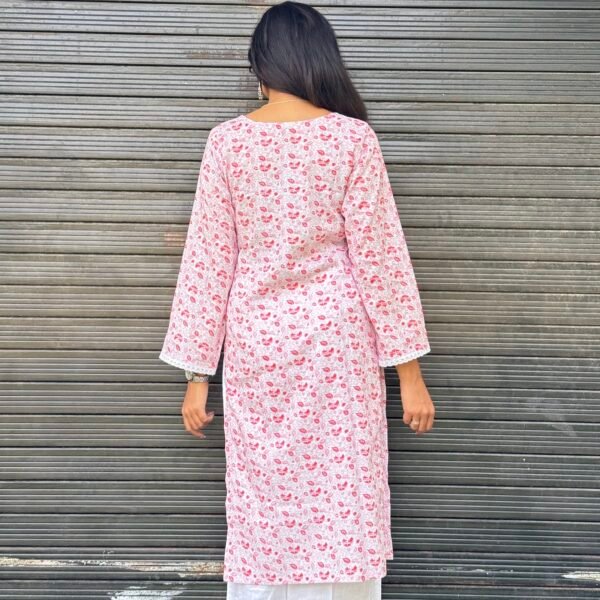 Pink Bloom Cotton Kurti - Image 7